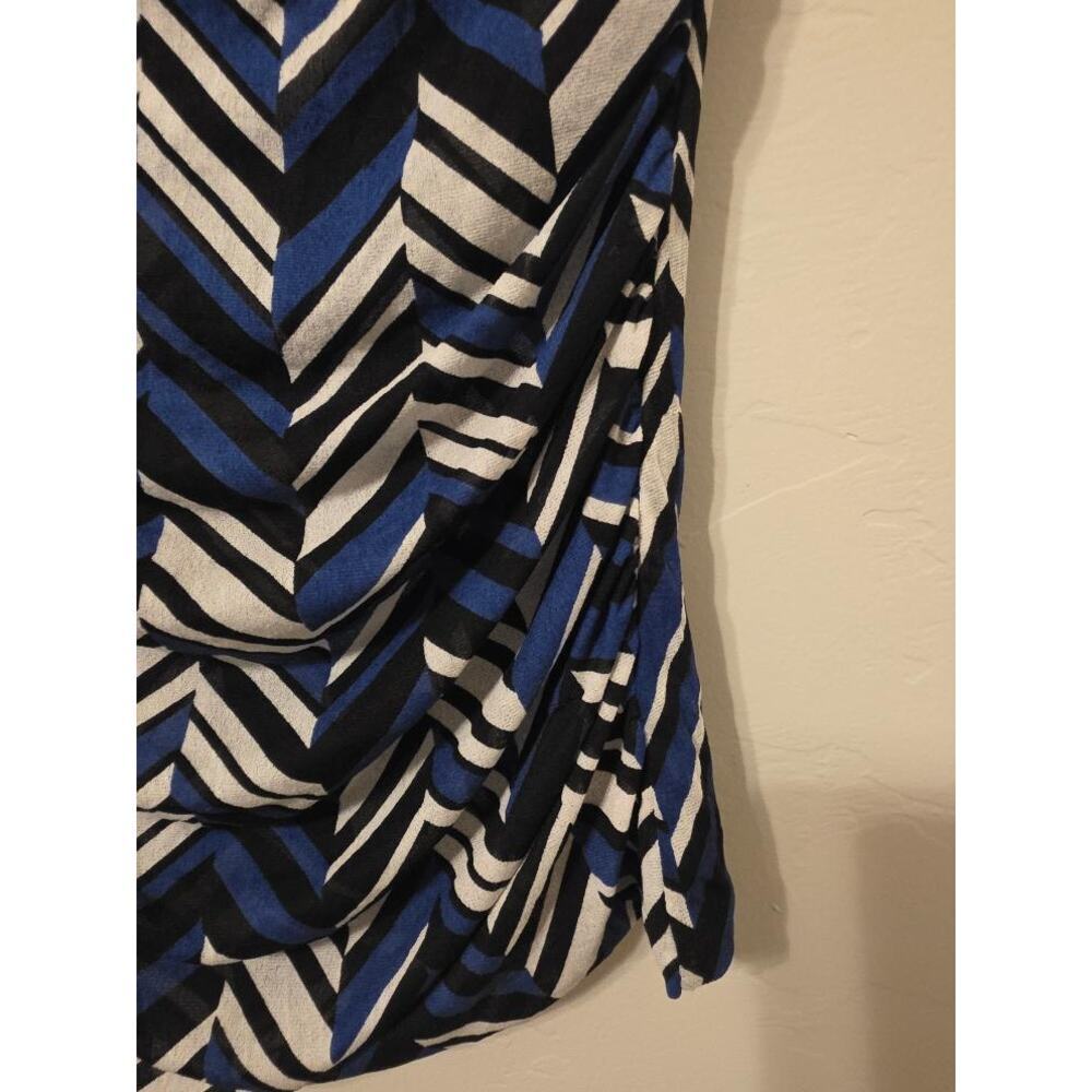 Classiques Entier Silk Chevron Top Women’s Small Blue Black Cowl Neck Y2K - Picture 3 of 6